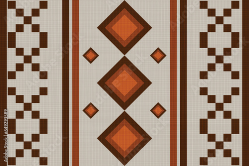 Seamless tribal vector pattern. with coarse yarn texture
