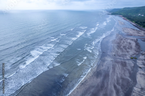 Aerial footage of Ladghar beach at Dapoli, located 200 kms from Pune on the West Coast of Maharashtra India. photo