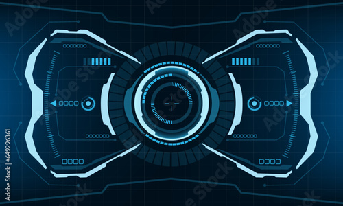 HUD sci-fi interface screen view blue geometric design virtual reality futuristic technology creative display vector