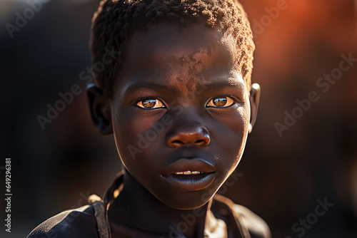 African boy  lack of water. Post processed AI generated image.