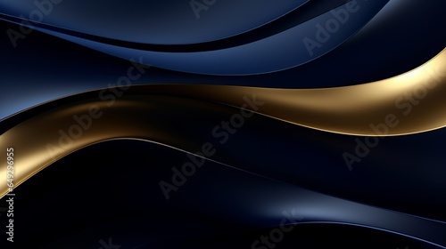 Dynamic wave background with dark blue and gold color. 3D flowing wavy backdrop, for business banner and gaming background