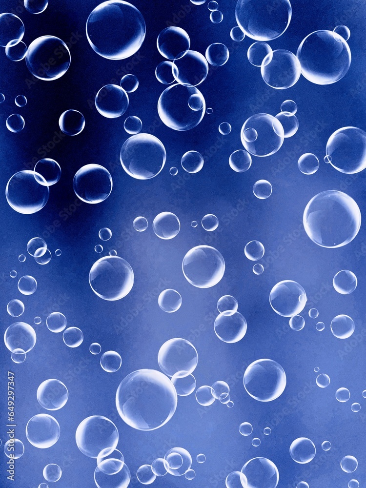 transparent bubbles on blue background