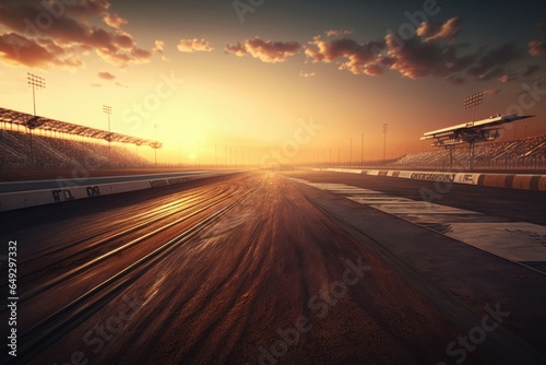 Race speed track at sunset photo