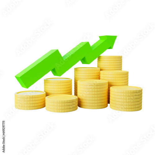 3d render money investment growth arrow