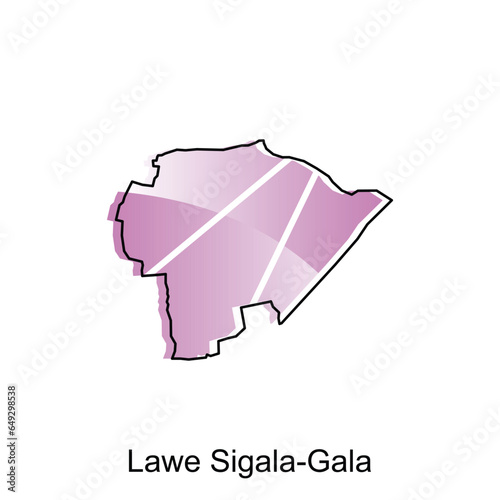 vector map of Lawe Sigala Gala City modern outline, Logo Vector Design. Abstract, designs concept, logo, logotype element for template. photo