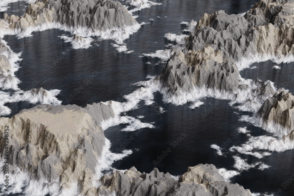 snow covered mountains , 3d render