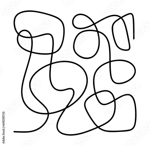 Continuous one line doodles drawing. Mid century modern minimalist art print vector. Abstract contemporary trandy aesthetic background