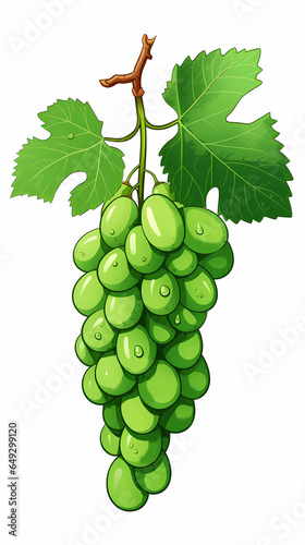 Hand drawn cartoon fresh green grape fruit illustration
