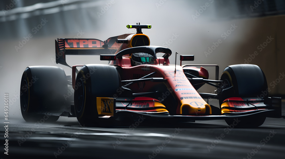 Naklejka premium Fast race car concept on track