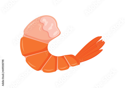 Cooked shrimp tail vector illustration isolated on white background. Boiled sea food flat design