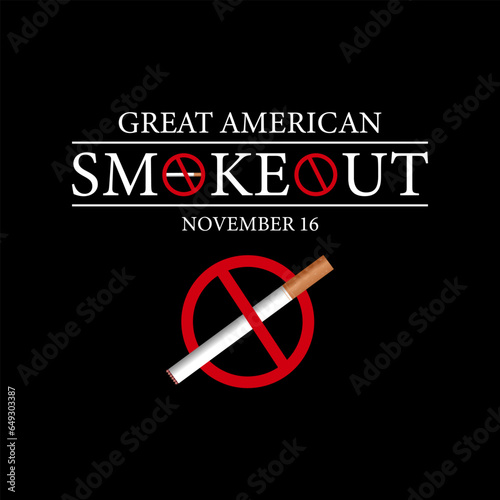 Great American Smokeout is an annual intervention event on the third Thursday of November Banner, poster, card, background design.