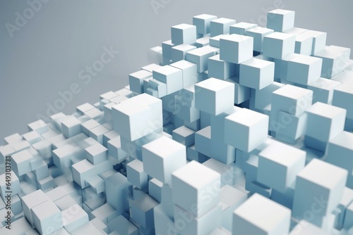 3D structure made of blue and white blocks. Generative AI