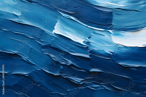 Abstract Artistic Texture Closeup of Dark Blue Painting with Vibrant Brushstroke Waves and Palette Knife Techniques on Canvas - A Captivating Wallpaper Background
