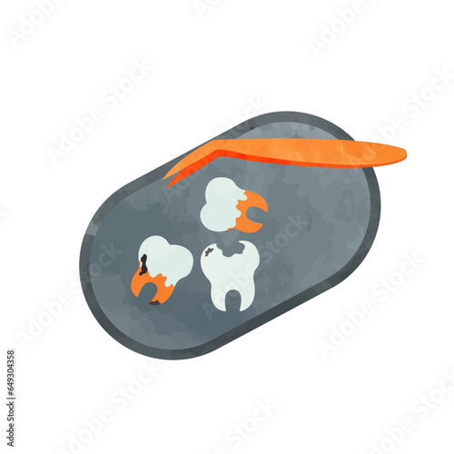 Dental character. Grey tooth extraction sticker.