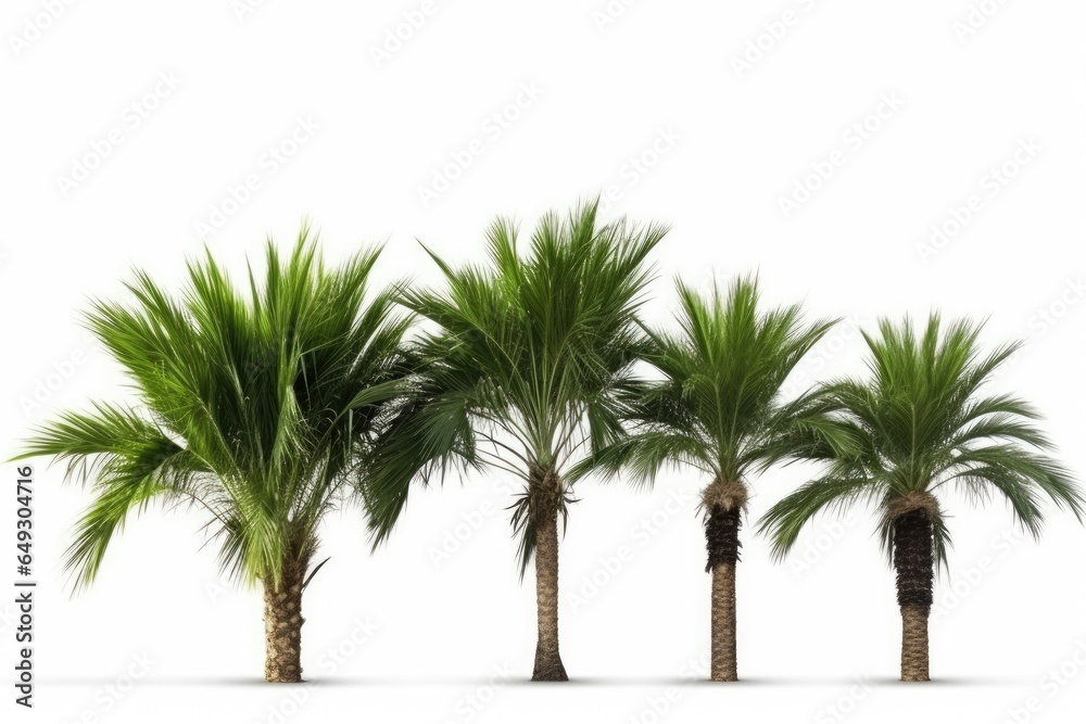 Obraz premium A lush tropical palm tree, its vibrant green fronds against a white background