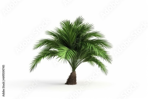 A tall and vibrant palm tree, symbolizing the lush tropical beauty of nature, set against a white background.