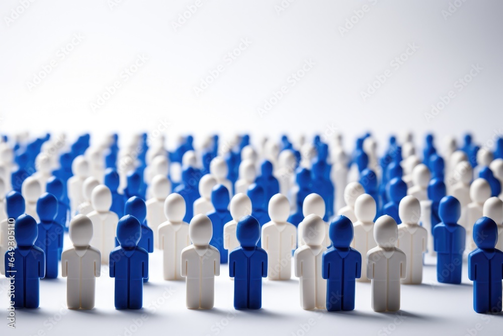 A crowd of miniature blue and white figurines A crowd of miniature blue and white figurines