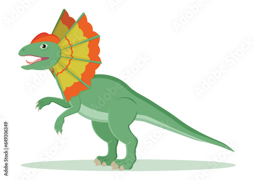 Dilophosaurus Dinosaur Cartoon Character Vector Illustration