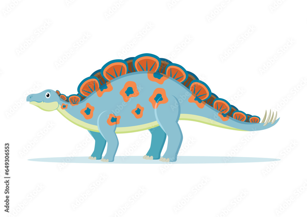Fototapeta premium Wuerhosaurus Dinosaur Cartoon Character Vector Illustration