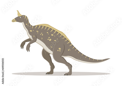 Tsintaosaurus Dinosaur Cartoon Character Vector Illustration © MihaiGr