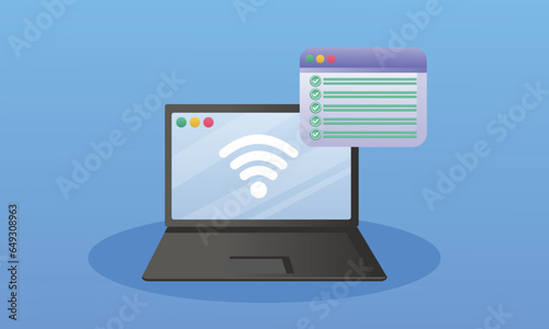 Educational website vector, educational program.on blue background.Vector Design Illustration.