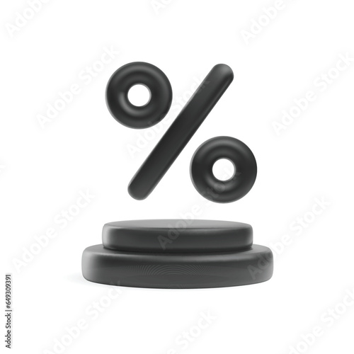 Percent sign above podium for price discount realistic vector isolated.