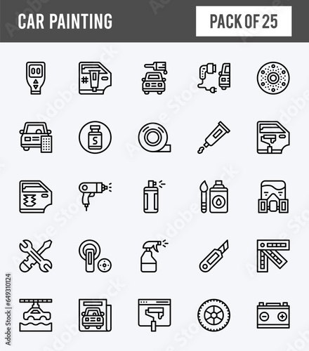 25 Car Painting Lineal Expanded icons pack. vector illustration.