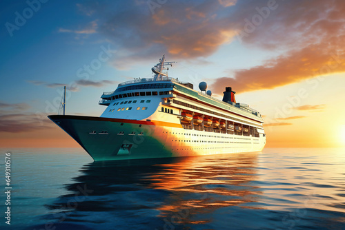 Photo A huge cruise line travels across the sea