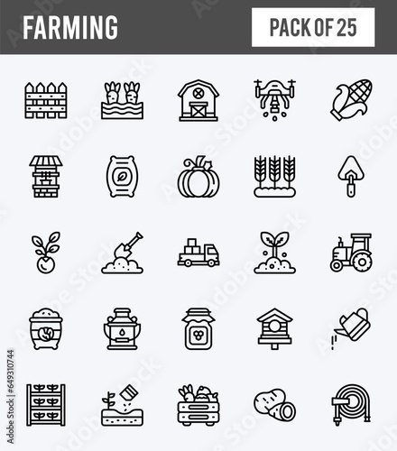 25 Farming Lineal Expanded icons pack. vector illustration.