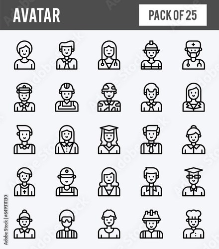 25 Avatar Lineal Expanded icons pack. vector illustration.