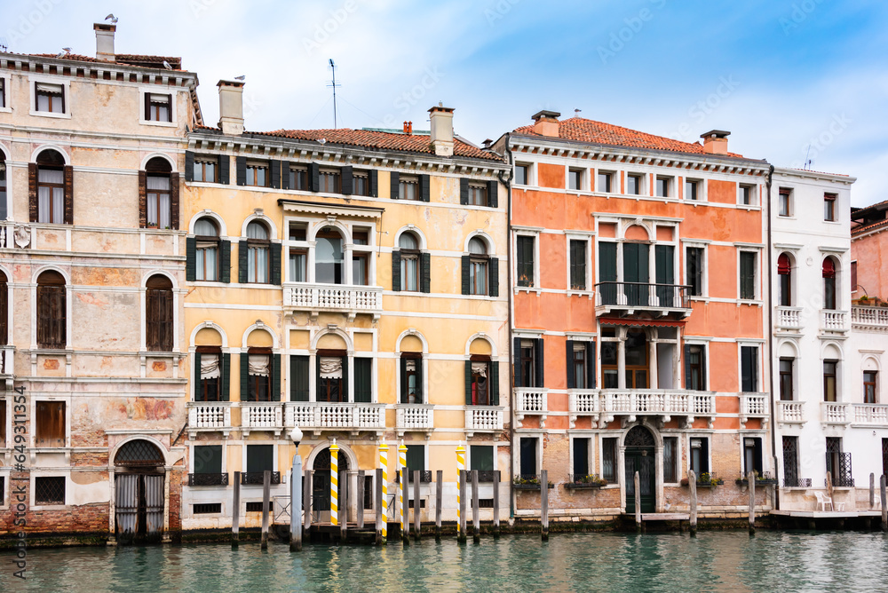 Venice city, Italy. Buildings facades on Grand canal