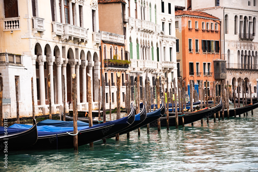 Venice city, Italy. Buildings facades on Grand canal