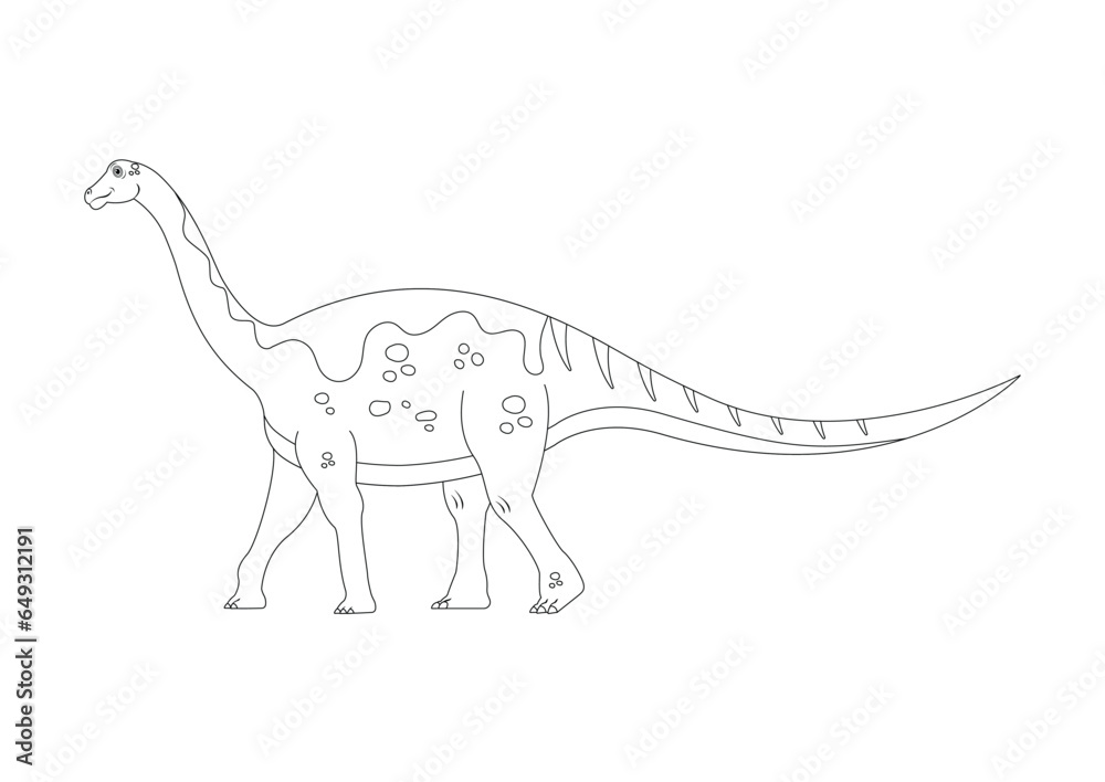 Black and White Lirainosaurus Dinosaur Cartoon Character Vector. Coloring Page of a Lirainosaurus Dinosaur