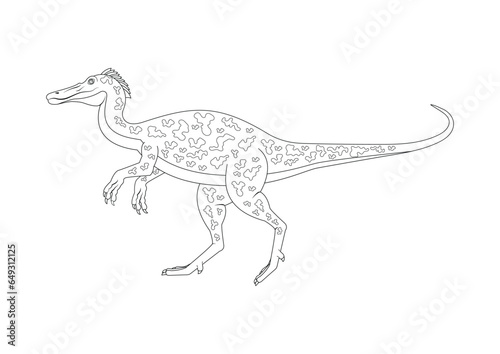 Black and White Baryonyx Dinosaur Cartoon Character Vector. Coloring Page of a Baryonyx Dinosaur