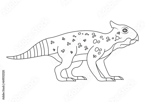 Black and White Bagaceratops Dinosaur Cartoon Character Vector. Coloring Page of a Bagaceratops Dinosaur