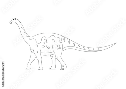 Black and White Lirainosaurus Dinosaur Cartoon Character Vector. Coloring Page of a Lirainosaurus Dinosaur