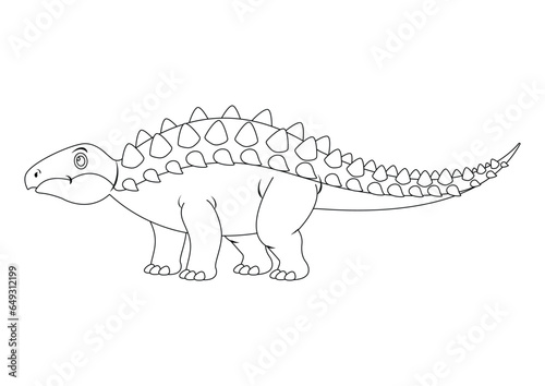 Black and White Panoplosaurus Dinosaur Cartoon Character Vector. Coloring Page of a Panoplosaurus Dinosaur