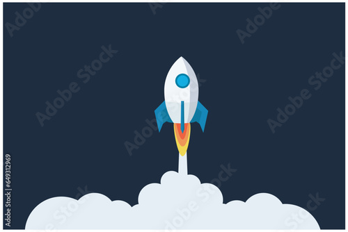 Start up rocket project concept. Concept of business start-up, boost or success
