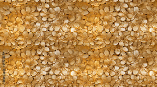 Golden flowers background, seamless tile. The image can be repeated on all sides. 