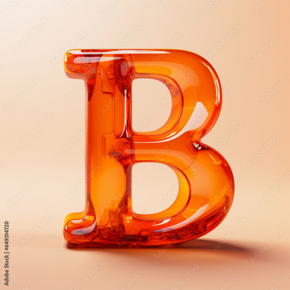Fondo con detalle y textura de letra B de cristal con tonos naranjas ...