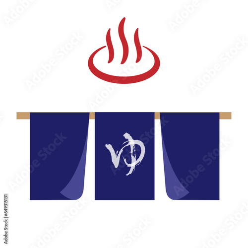 赤い温泉マークとゆの暖簾