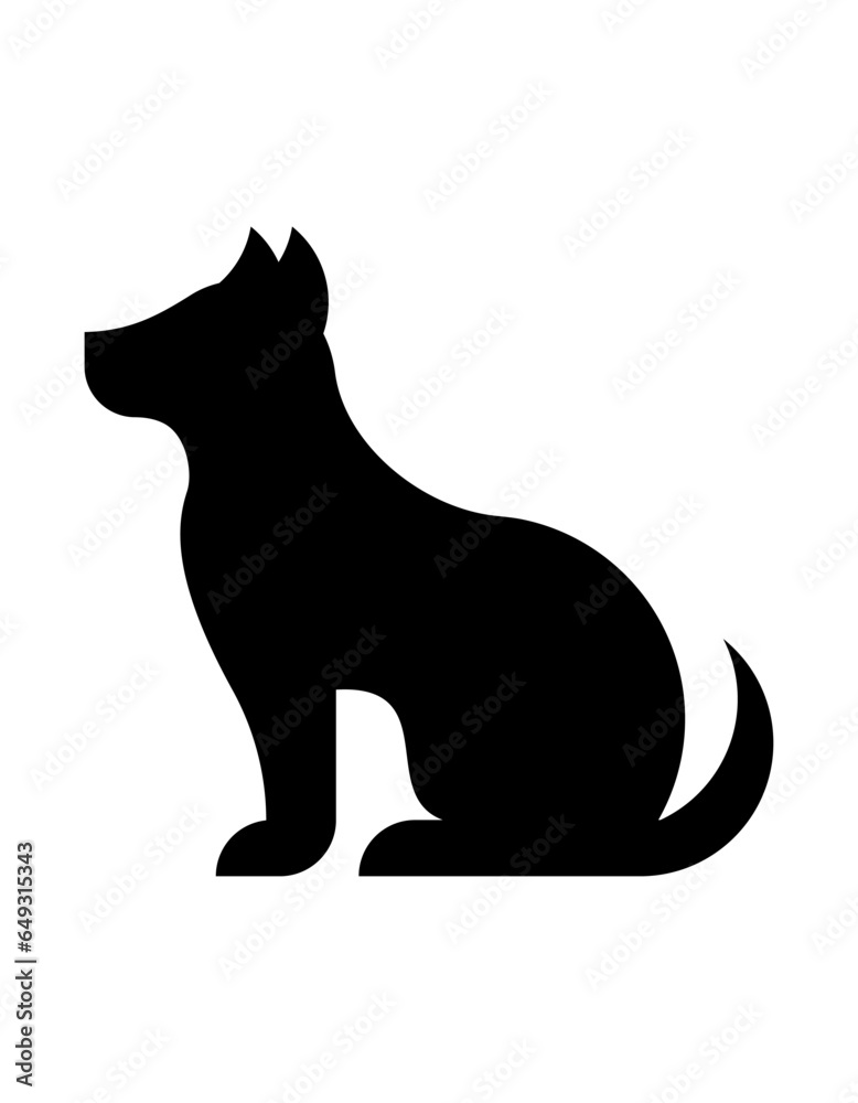 Vector Simple Dog Silhouette Black on White Background Vector Simple Dog Silhouette Black on White Background
