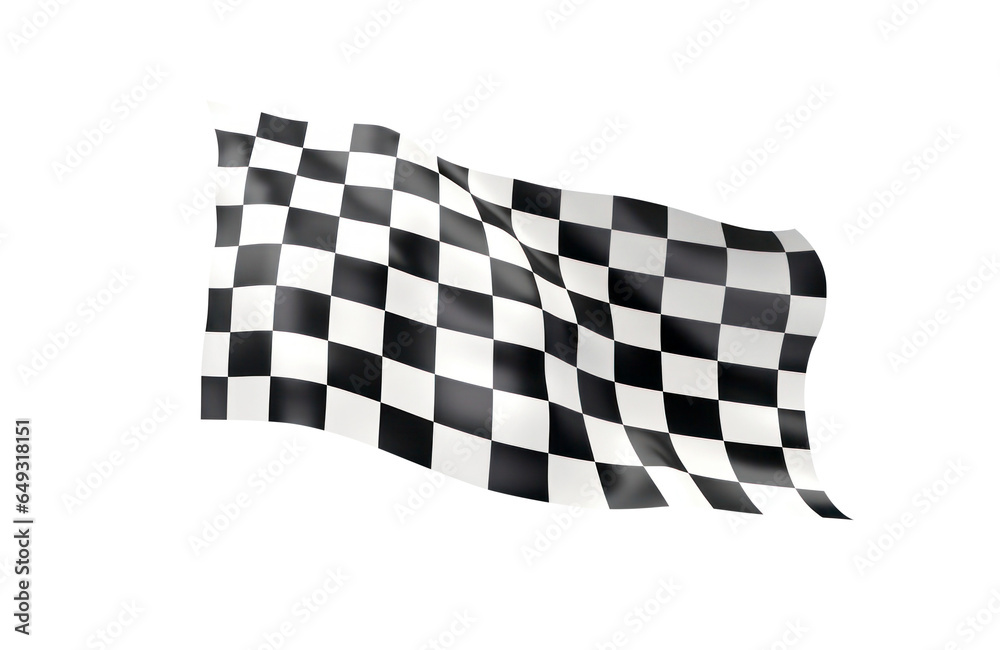 Сheckered racing flag isolated, transparent PNG.