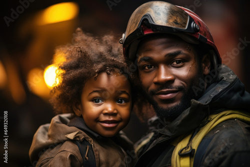 Fireman, holds a baby girl in his arms he saved from burning house