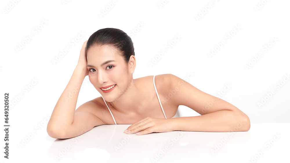 Beautiful young asian woman with clean fresh skin on white background, Face care, Facial treatment, Cosmetology, beauty and spa, Asian women portrait. Beautiful young asian woman with clean fresh skin on white background, Face care, Facial treatment, Cosmetology, beauty and spa, Asian women portrait.