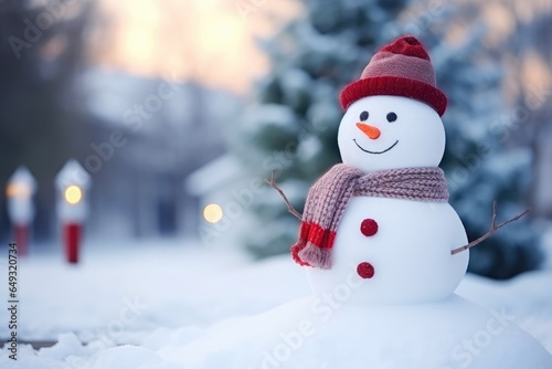 Cheerful Snowman Gracing the Yard