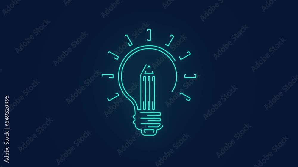 Creative technology startup idea light Bulb animation