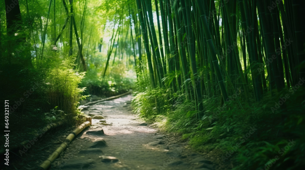 Tranquil Path Through a Bamboo Grove