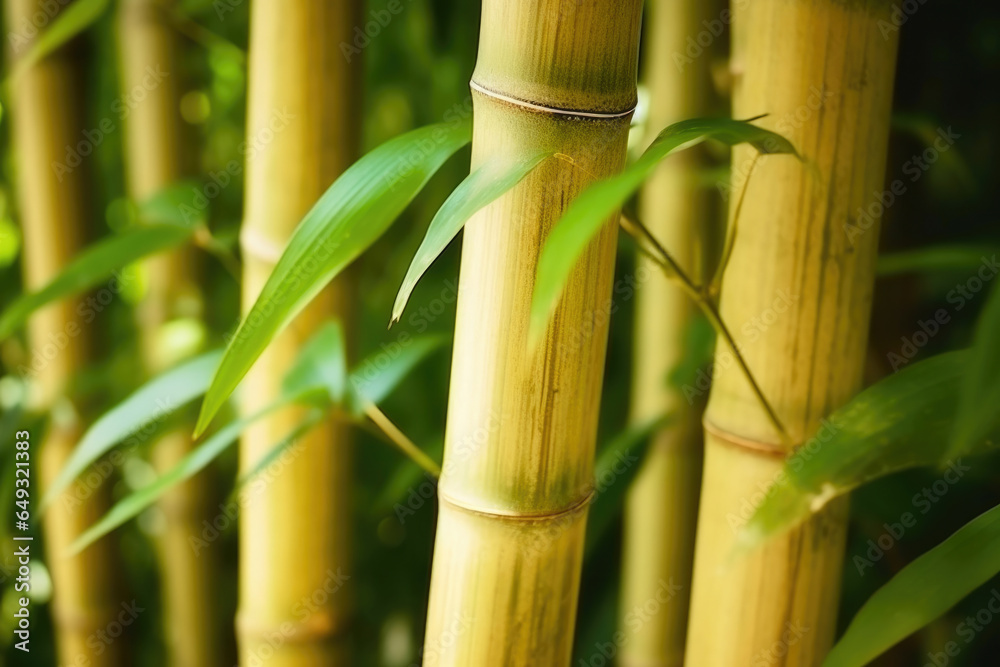 Fototapeta premium Lush Bamboo Forest with Detailed Trunks