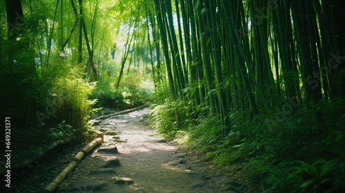 Tranquil Path Through a Bamboo Grove